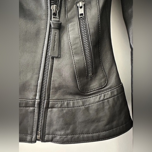 Mackage for Aritzia Kenya Lamb Leather Moto Jacket Black sz XS - Picture 7 of 10